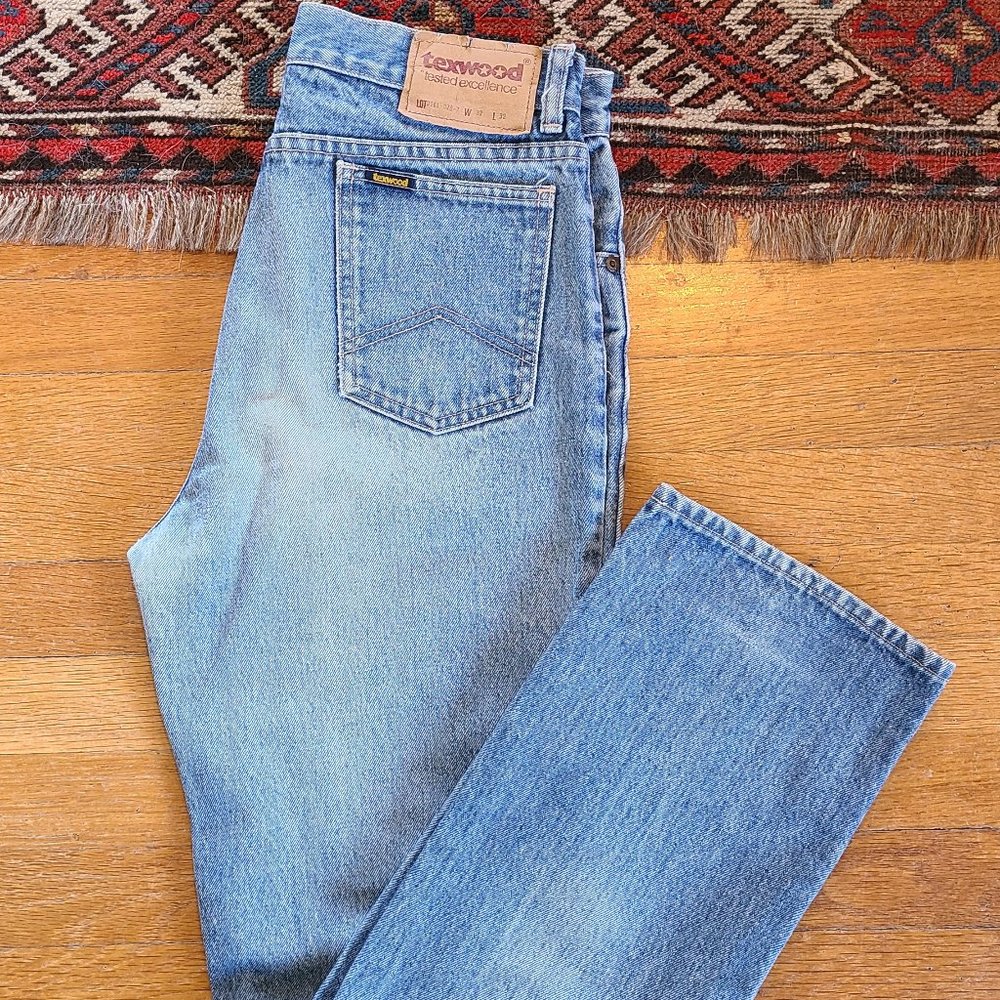 Texwood Vintage Faded Medium Wash Blue Denim Straight Leg Jeans